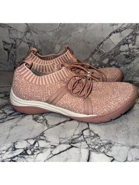 Align Women’s 7.5 Blush Pink Knit Bungee Slip-On Sneakers Torri Nurse Mates